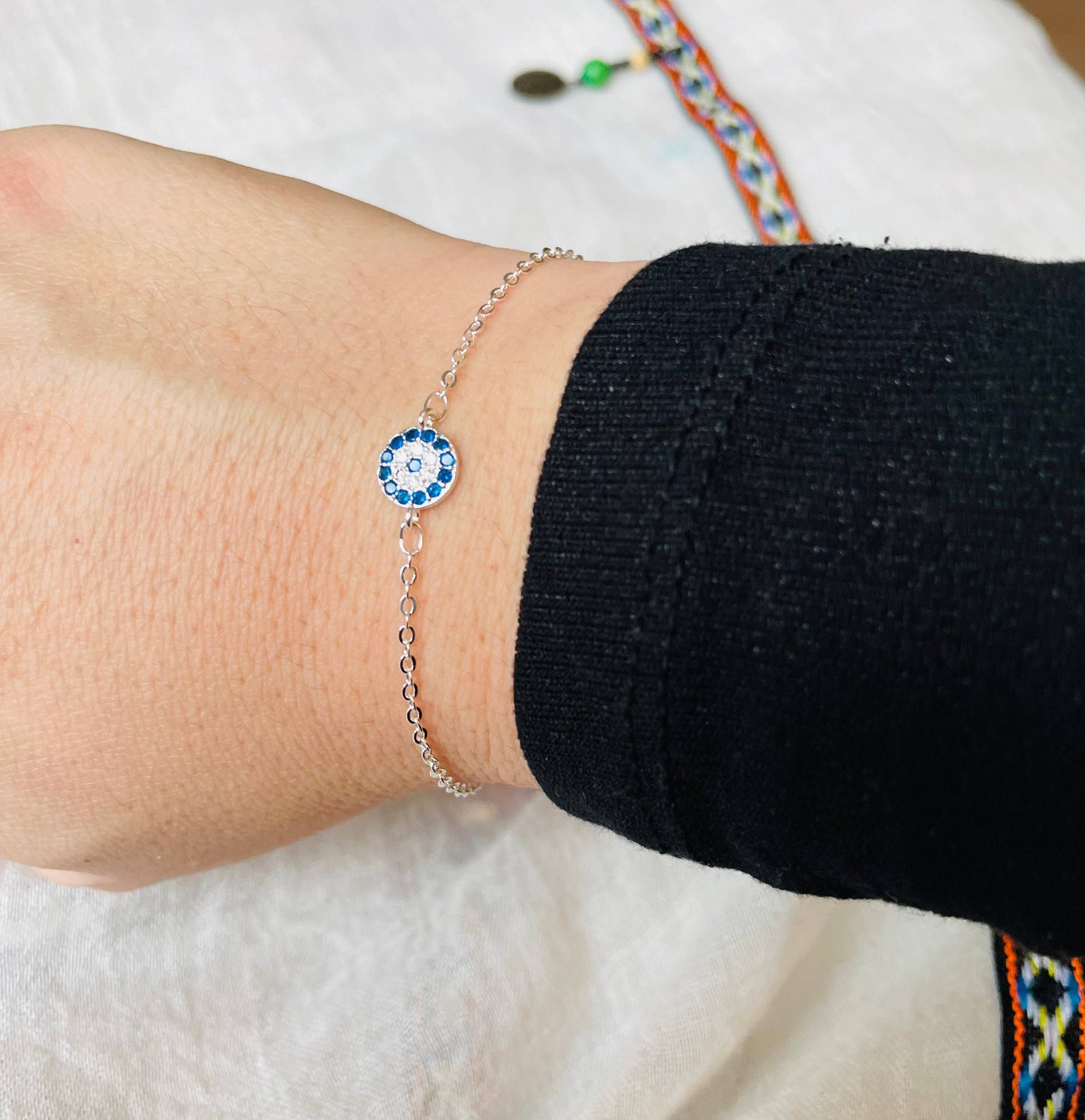 Evil Eye Bracelet - Small Diamond Blue Eye Bracelet
