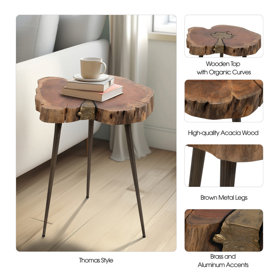 Sagebrook Home: Wood, 22" Natural Wood Side Table, Brown
