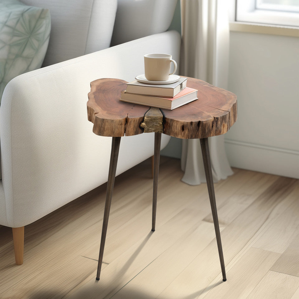 Sagebrook Home: Wood, 22" Natural Wood Side Table, Brown