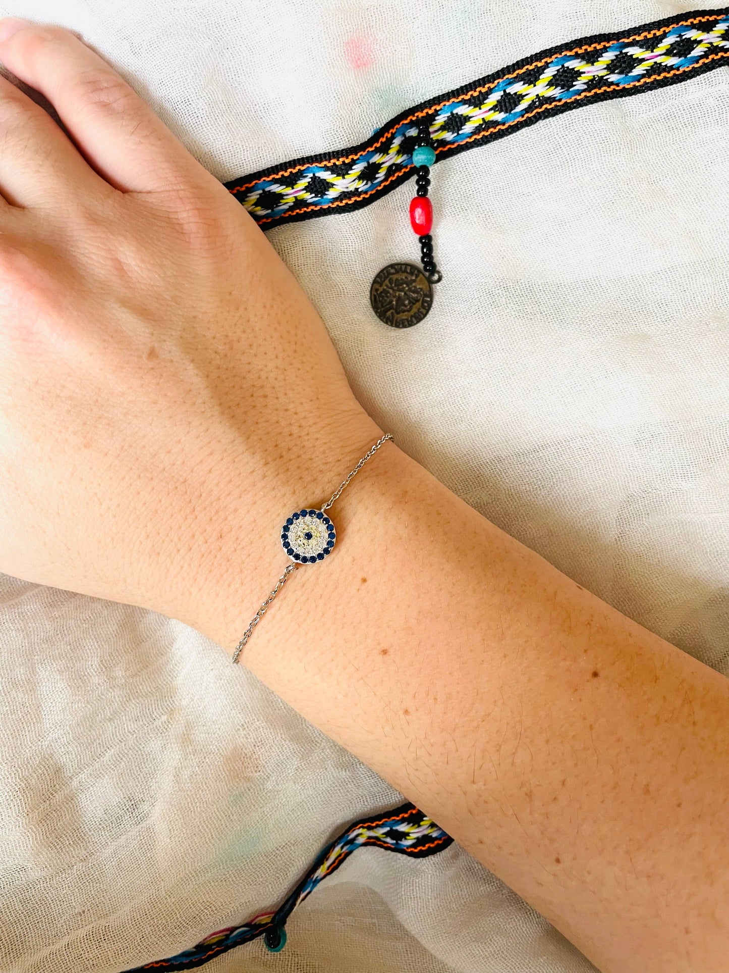 Evil Eye Bracelet - Small Diamond Blue Eye Bracelet