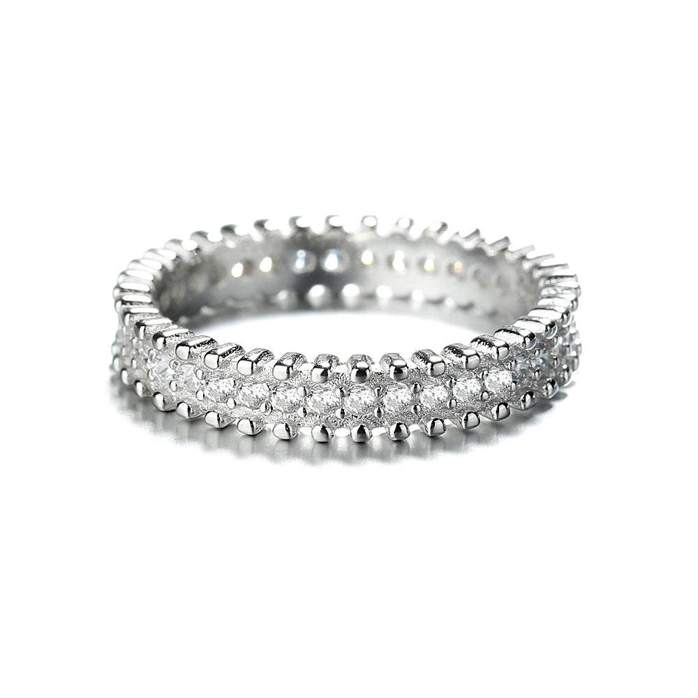 14K White Gold and Swarovski Crystal Eternity Ring, Size 7