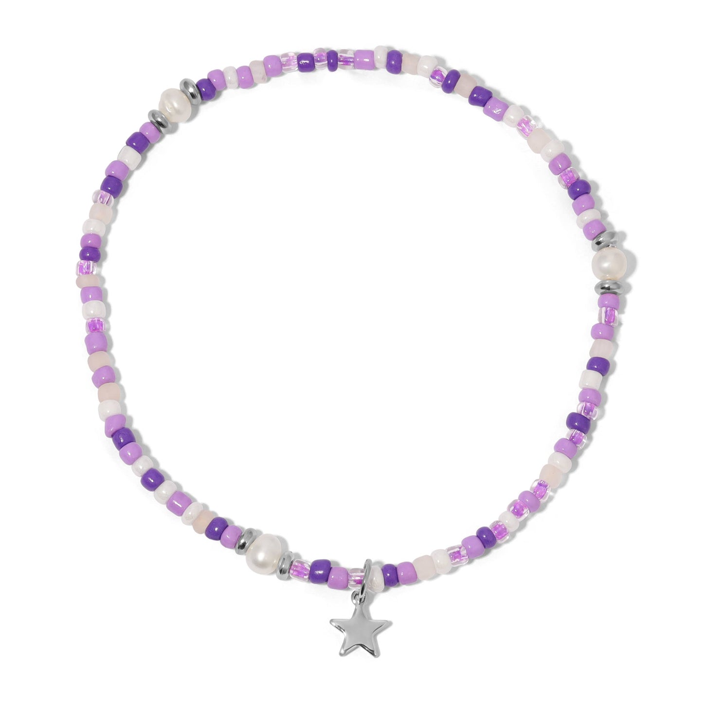 Ankle Bracelet - Orchid Seed Bead and Pearls