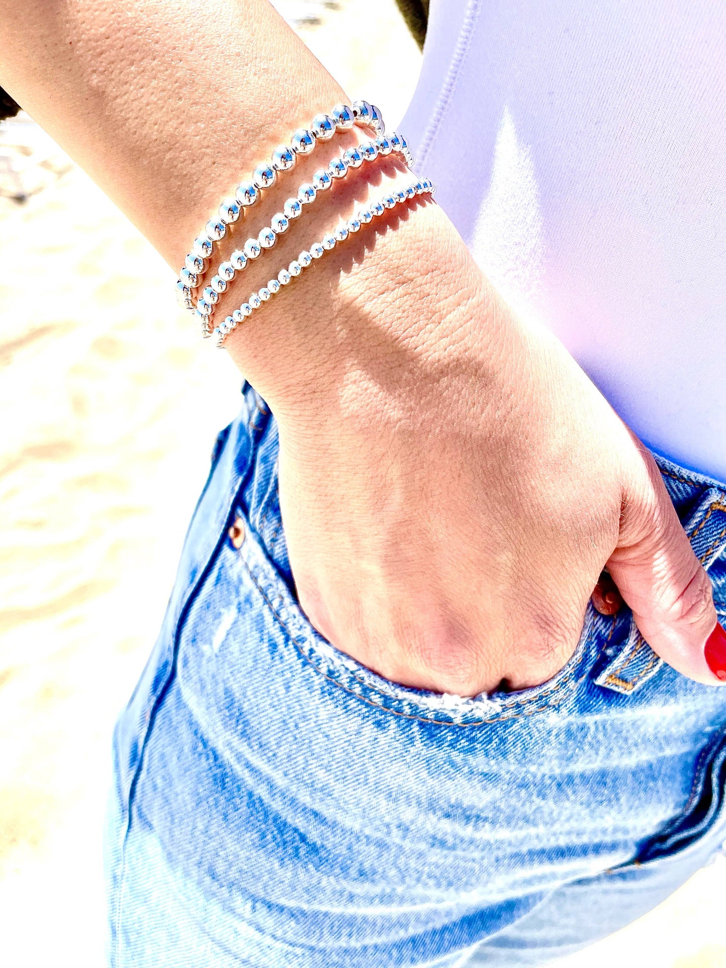 5MM Sterling Silver Bubble Bead Bracelet