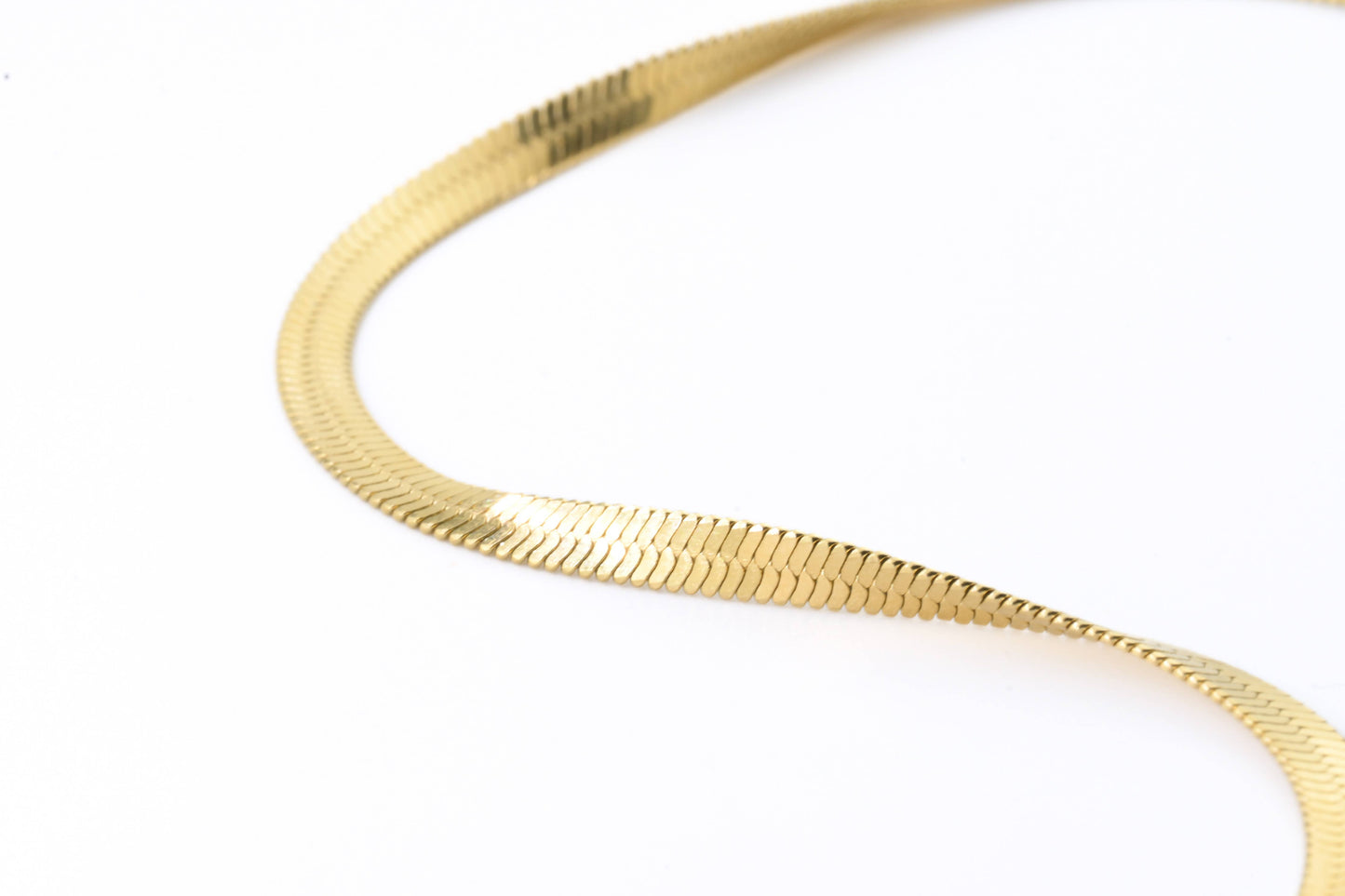Gold Herringbone Anklet - Stainless Steel Snake Chain Anklet