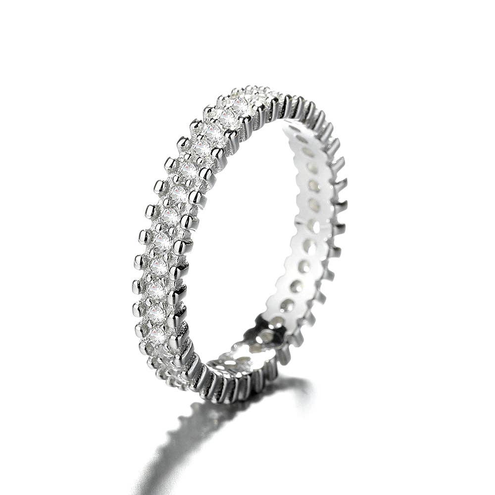 14K White Gold and Swarovski Crystal Eternity Ring, Size 7