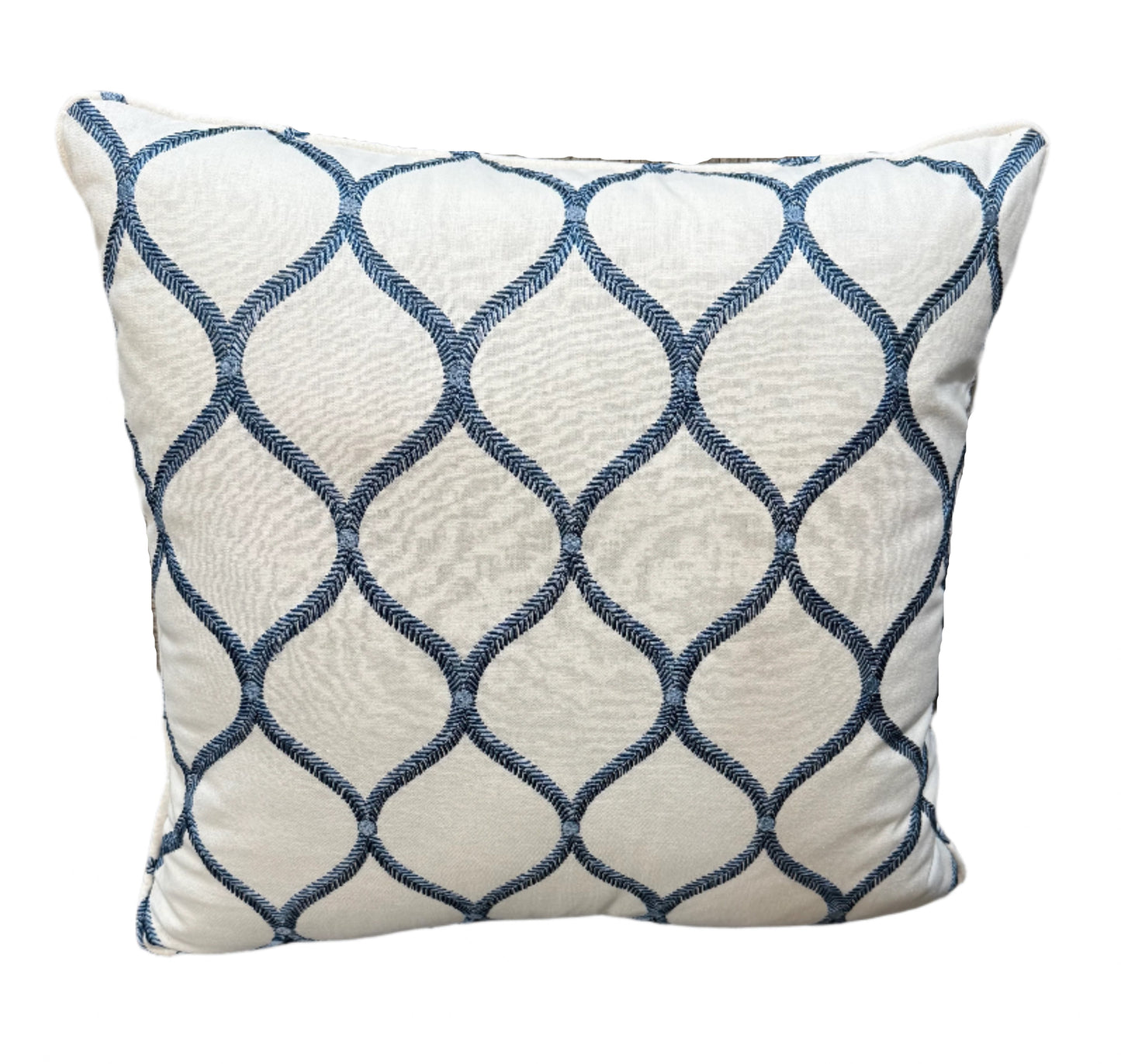 18 x 18 Blue and White Embroidered Throw Pillow