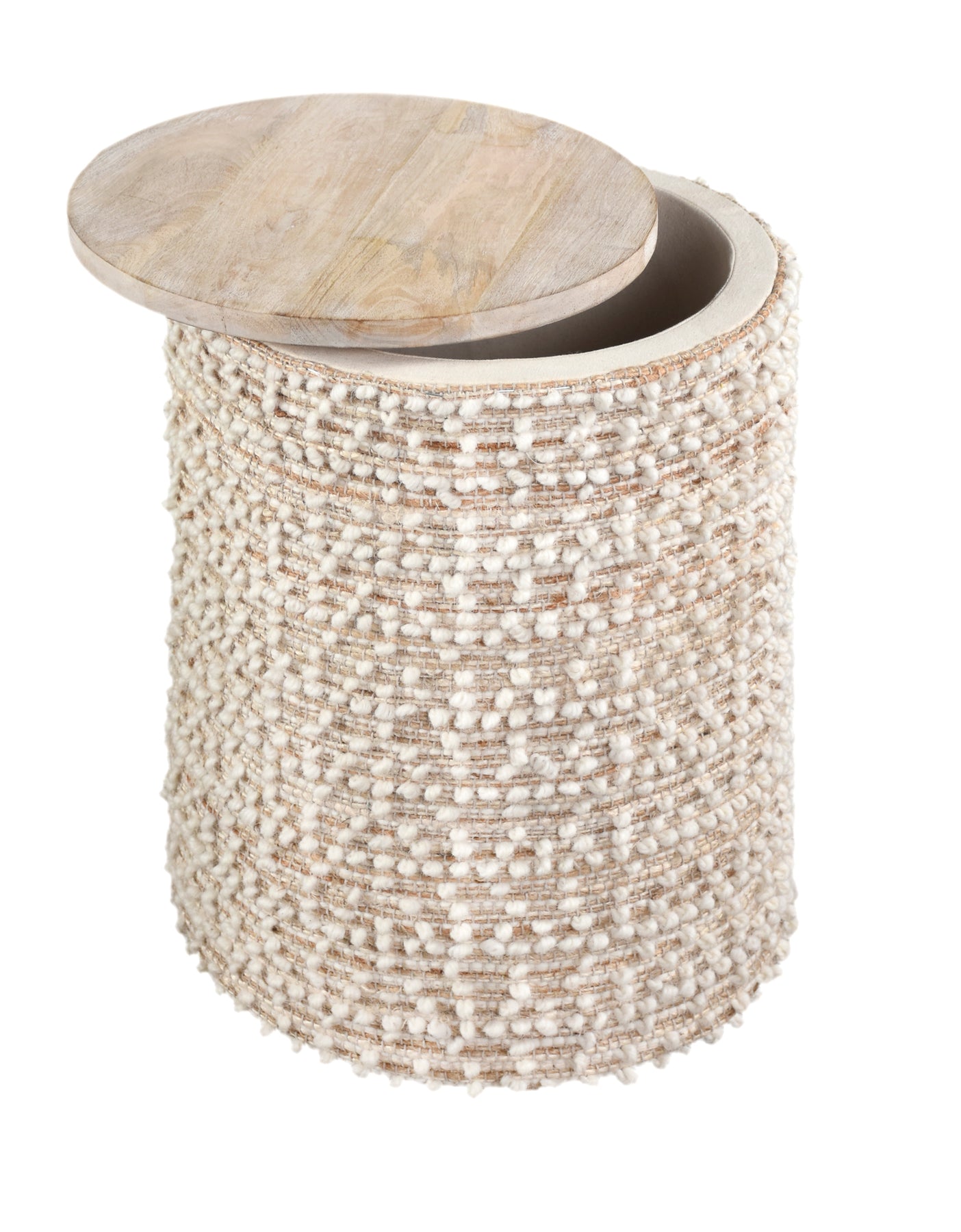 Natural boucle Handwoven Storage Side Table