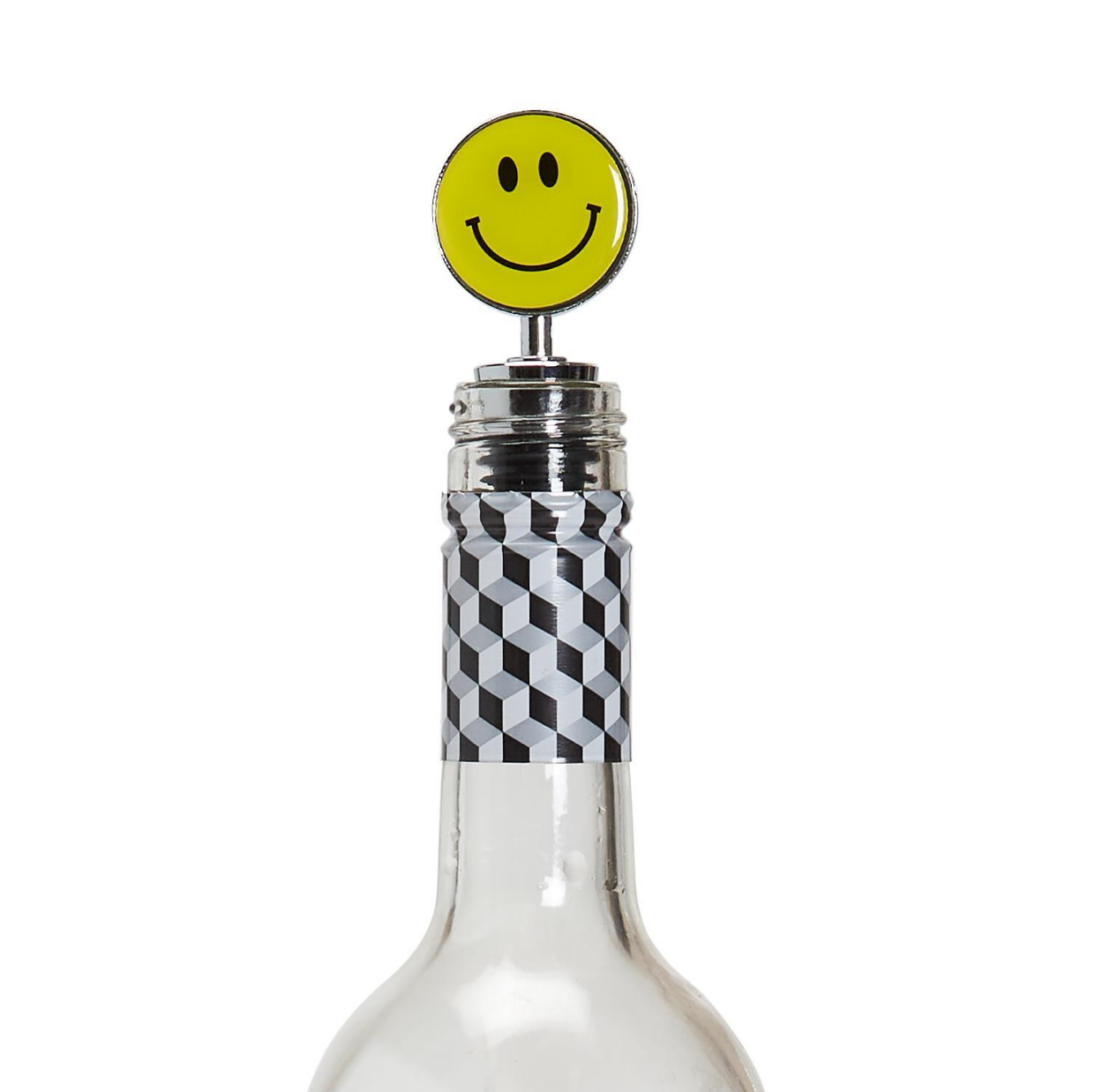 Happy Day Stemless Wine Glass with Smile Face Wine Stopper