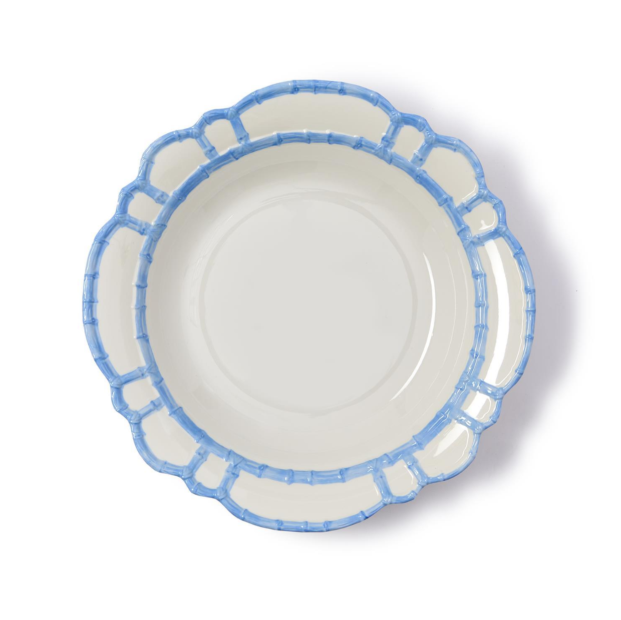 French Blue Bamboo Touch Bowl with Bamboo Rim