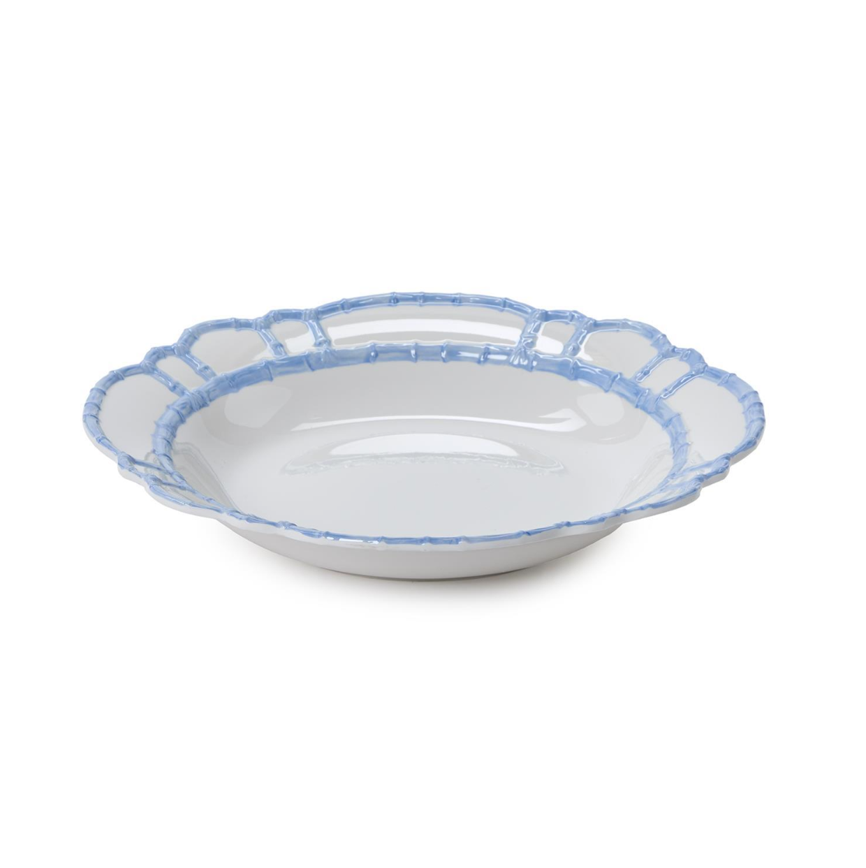 French Blue Bamboo Touch Bowl with Bamboo Rim