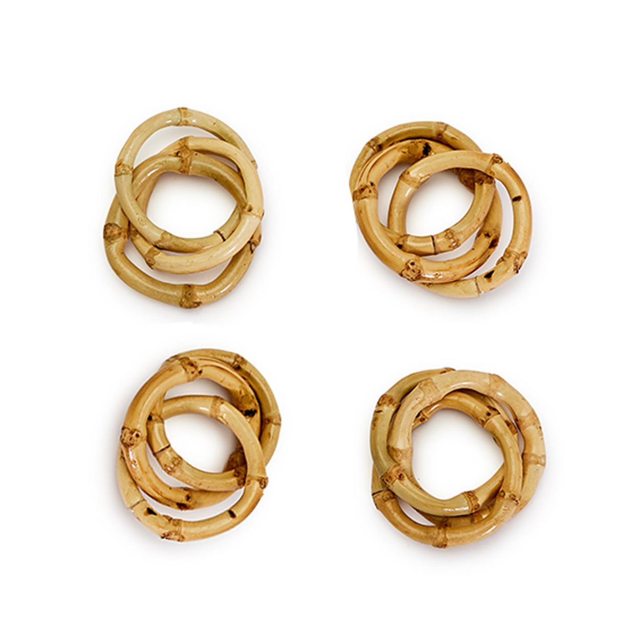 Bamboo Trio Set of 4 Natural Bamboo Napkin Rings