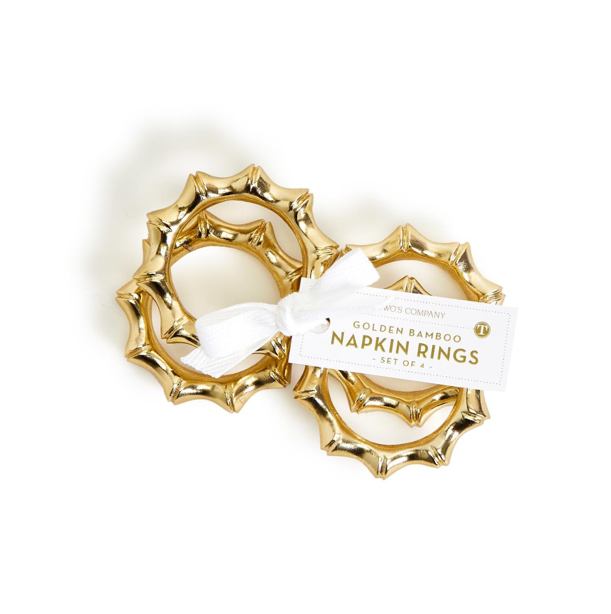 Golden Bamboo Set of 4 Napkin Rings - Aluminum