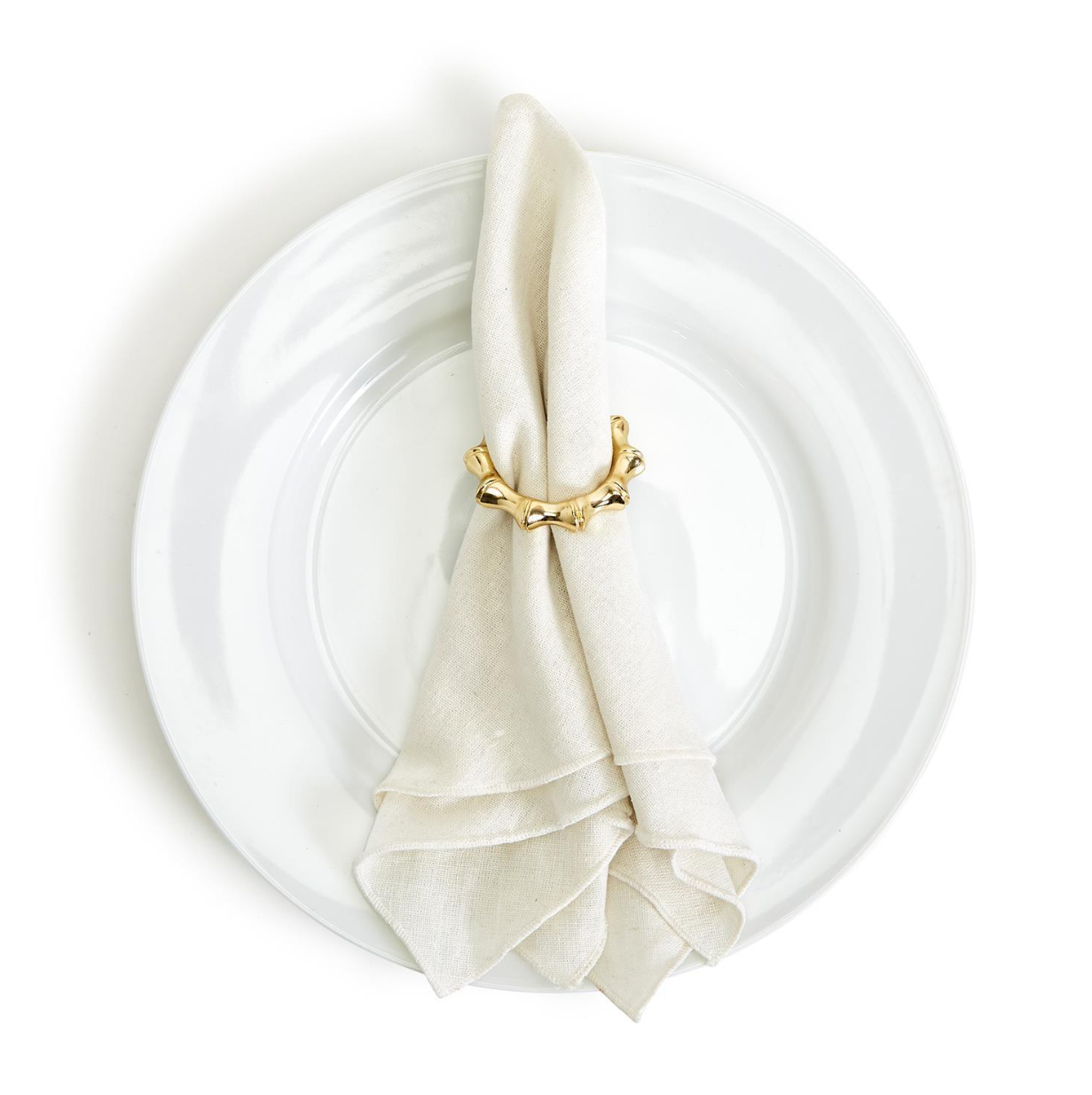 Golden Bamboo Set of 4 Napkin Rings - Aluminum