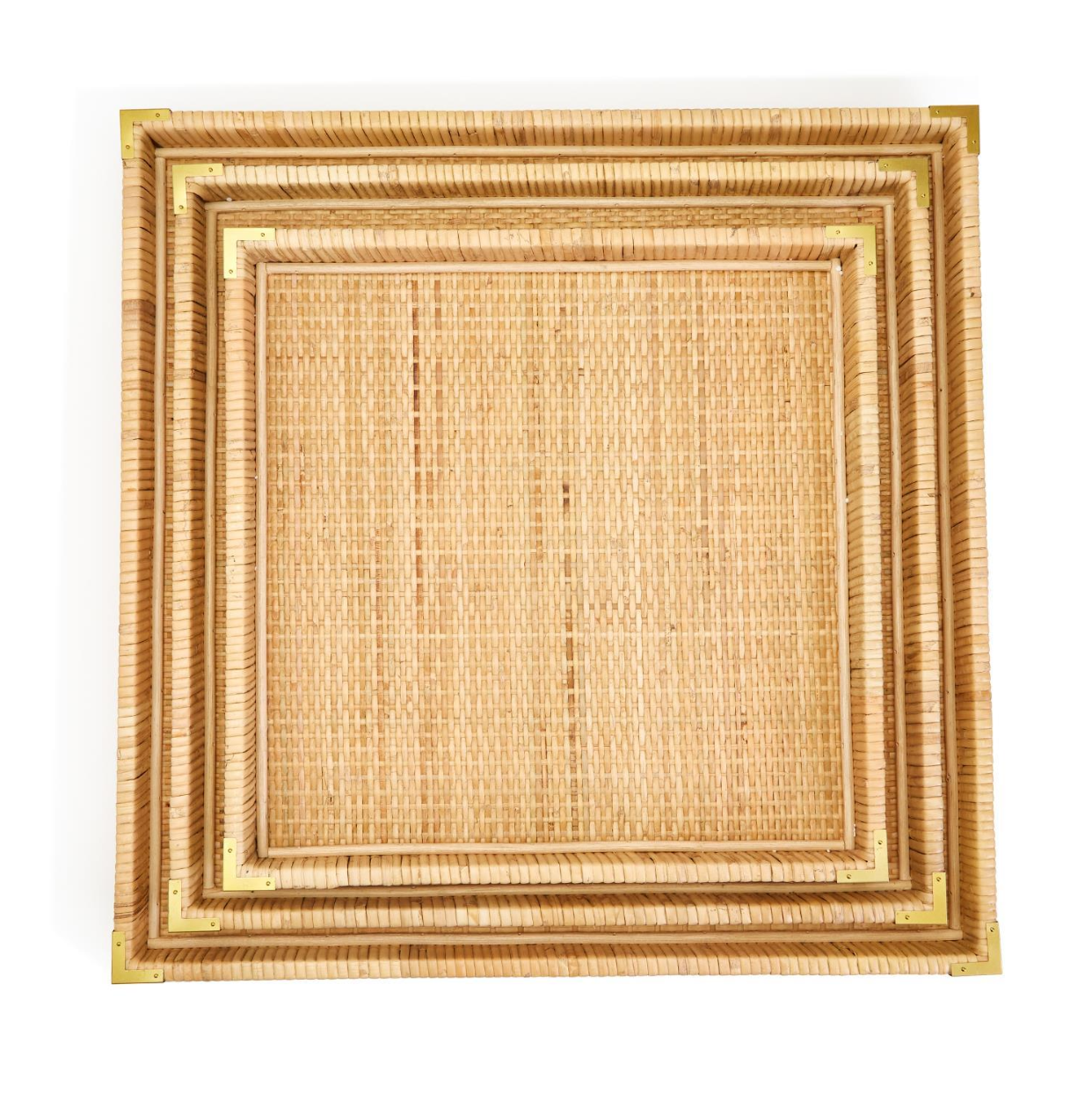 Dream Weavers Set of 3 Decorative Hand-Crafted Natural Rattan Oversized Square Tray