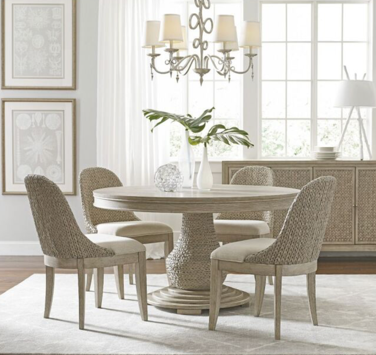 American Drew Boca Woven Set Round Dining Table and 4 Chairs