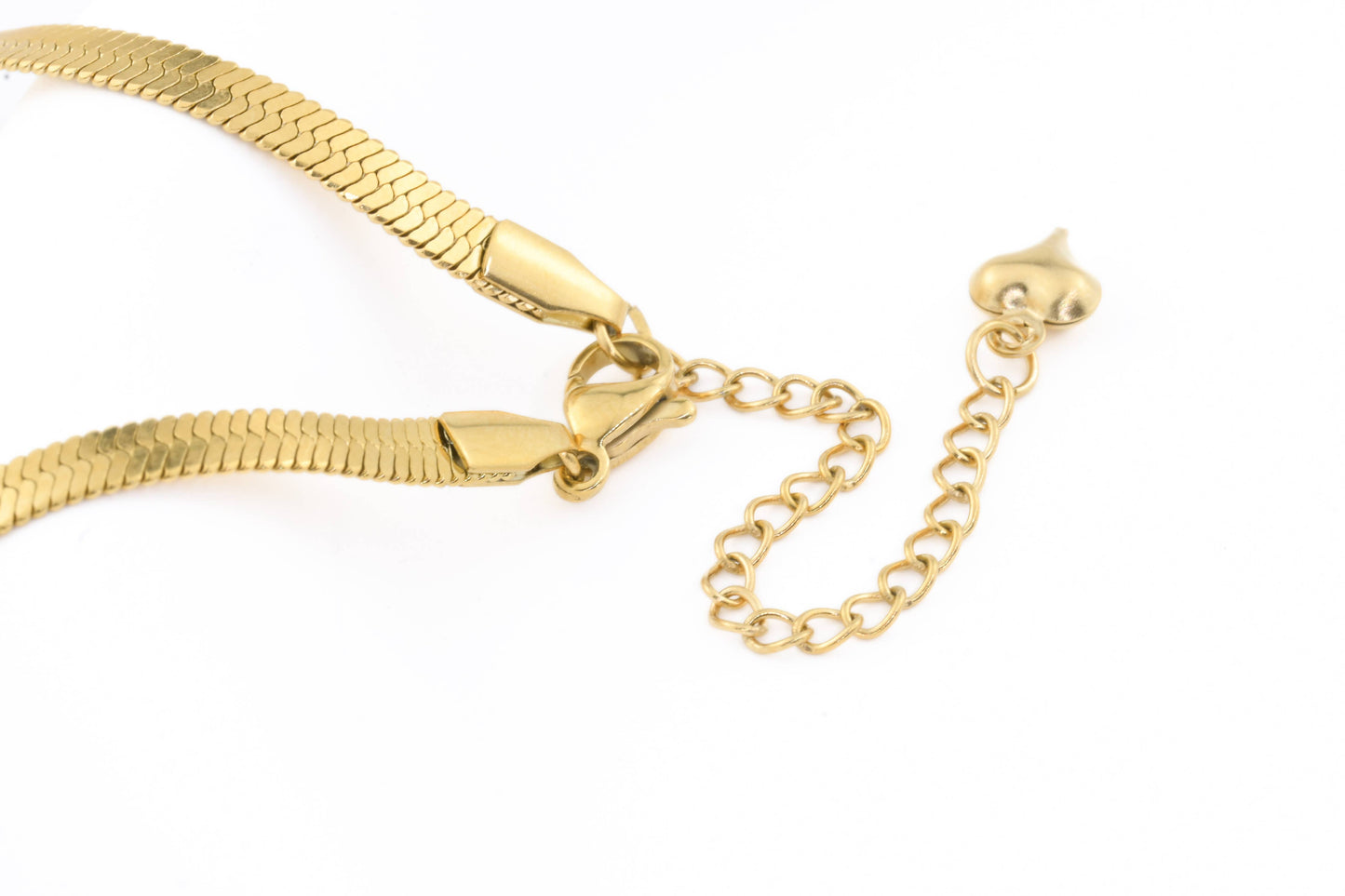 Gold Herringbone Anklet - Stainless Steel Snake Chain Anklet