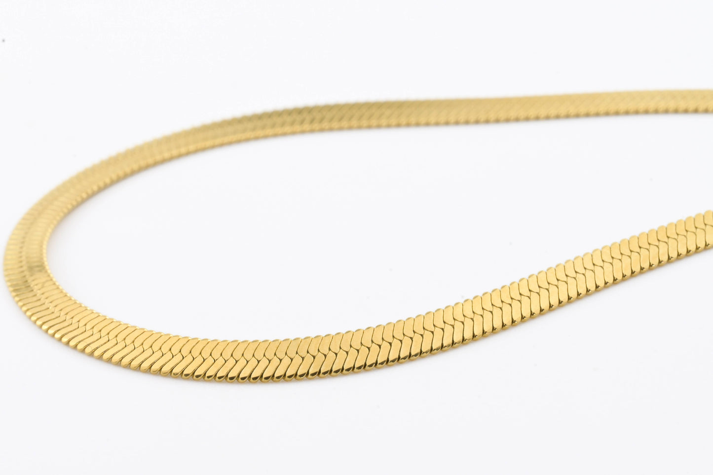 Gold Herringbone Anklet - Stainless Steel Snake Chain Anklet