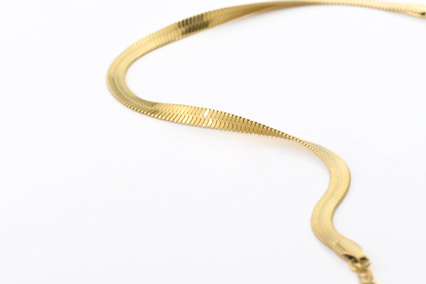 Gold Herringbone Anklet - Stainless Steel Snake Chain Anklet