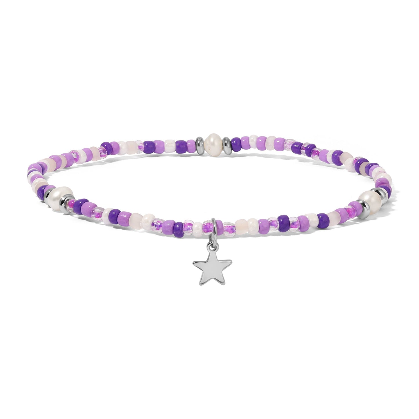 Ankle Bracelet - Orchid Seed Bead and Pearls