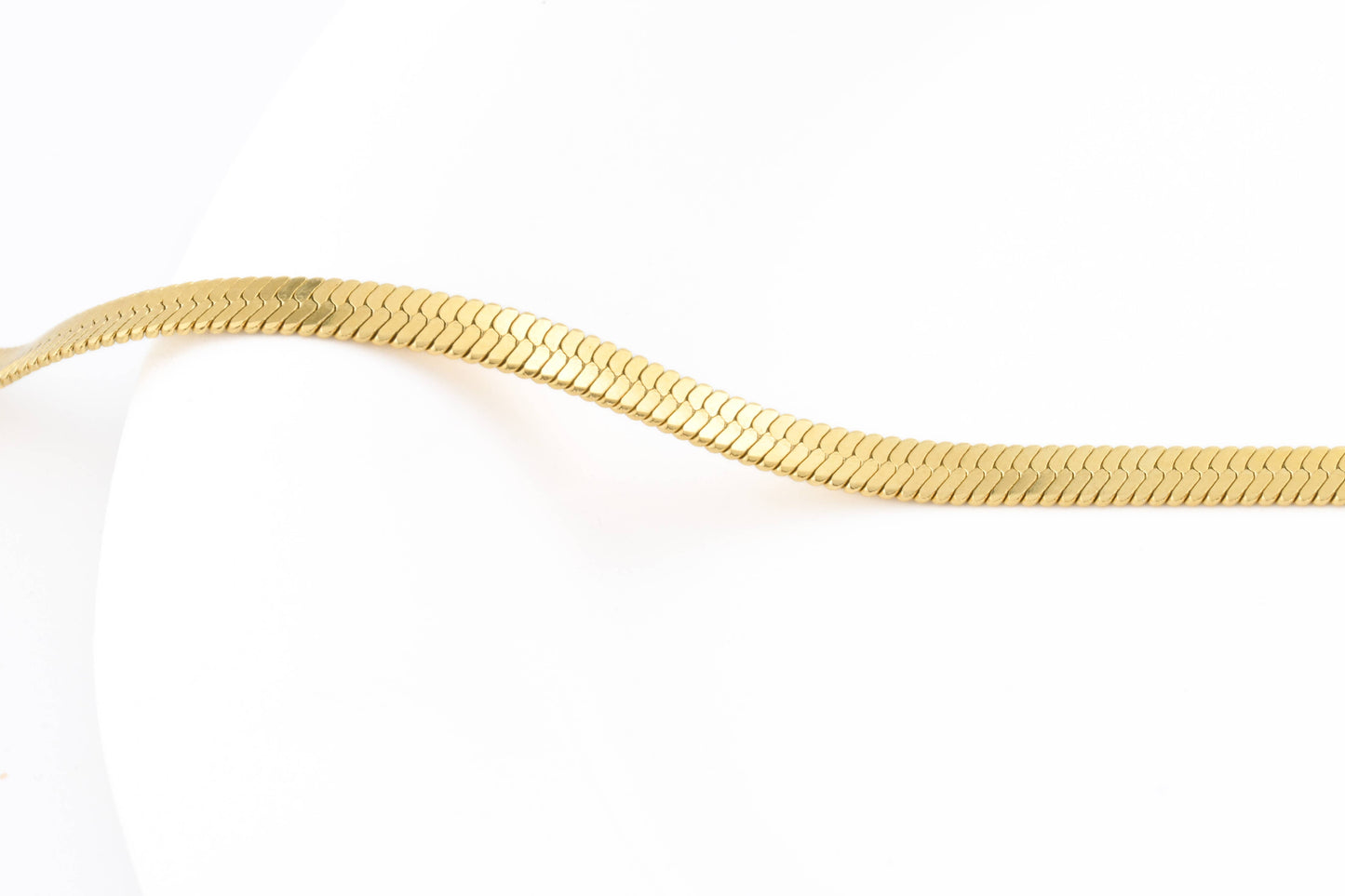 Gold Herringbone Anklet - Stainless Steel Snake Chain Anklet