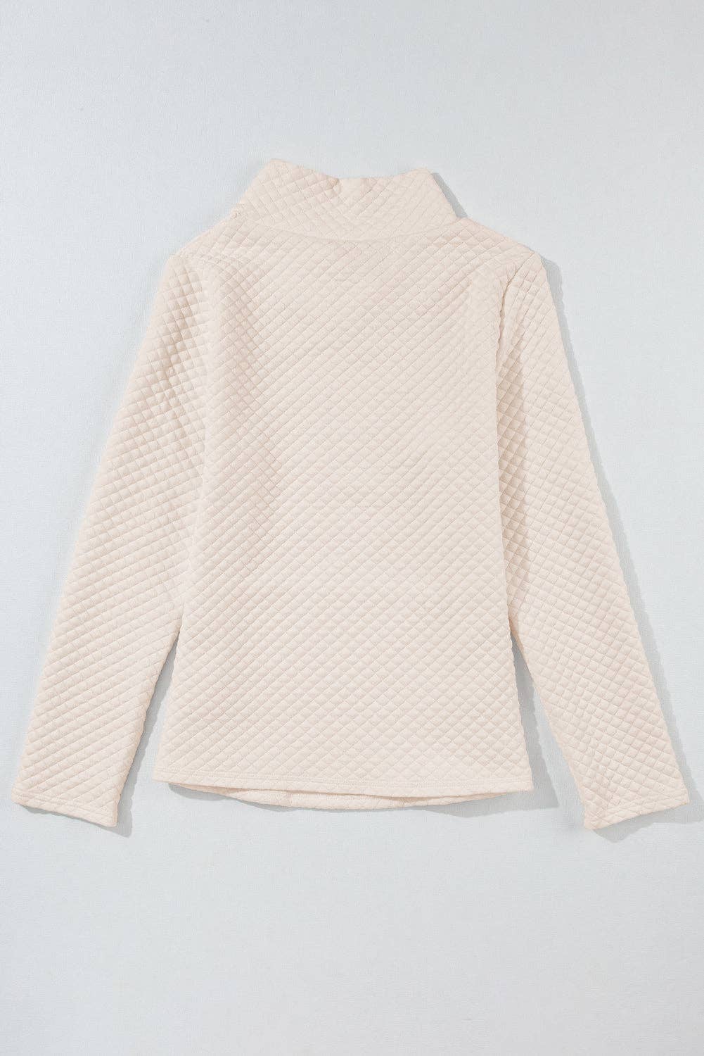 Apricot High Neck Kangaroo Pocket Quilted Sweatshirt