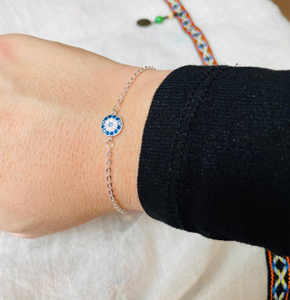 Evil Eye Bracelet - Small Diamond Blue Eye Bracelet