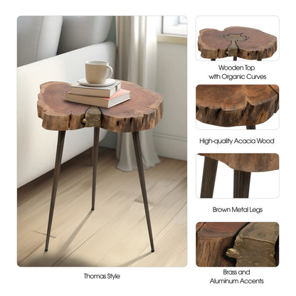 Sagebrook Home: Wood, 22" Natural Wood Side Table, Brown