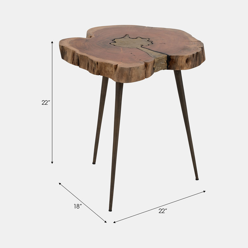 Sagebrook Home: Wood, 22" Natural Wood Side Table, Brown