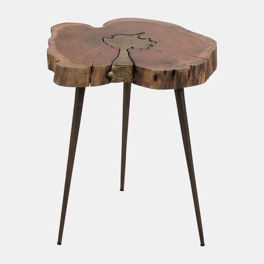 Sagebrook Home: Wood, 22" Natural Wood Side Table, Brown