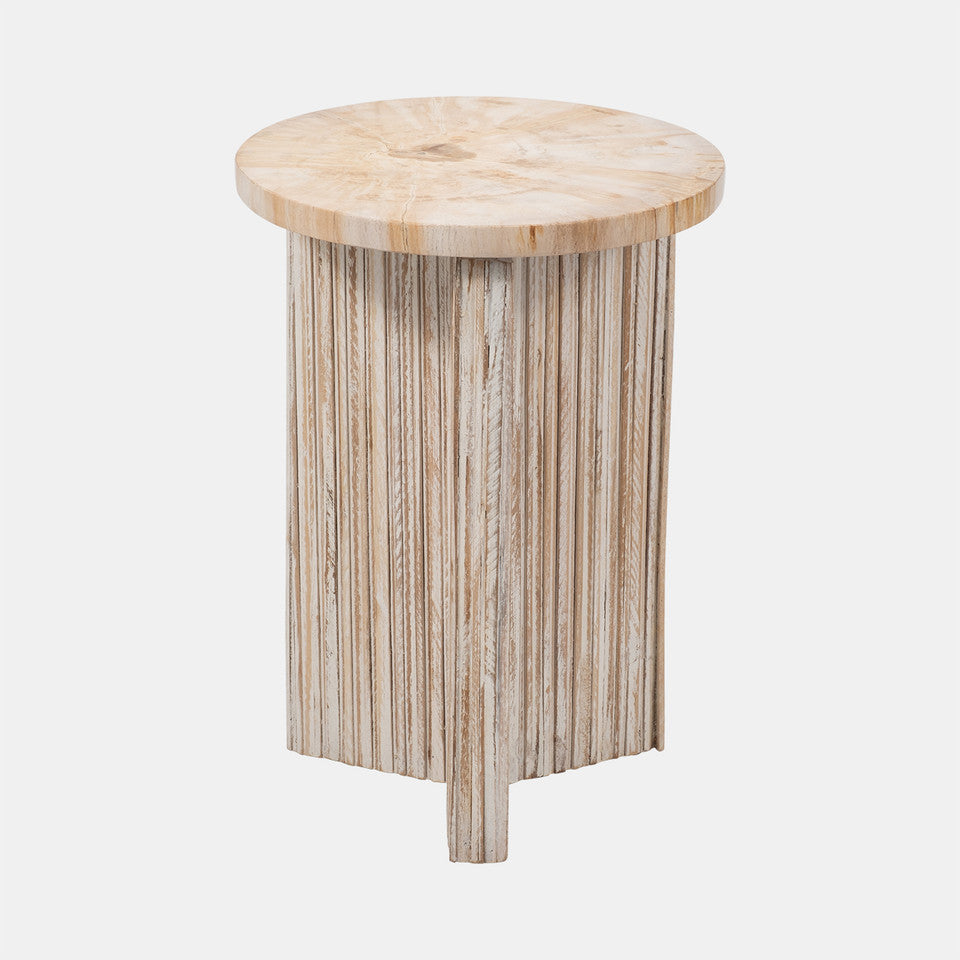 Sagebrook Home: Petrified Wood And Teak 20" Accent Table