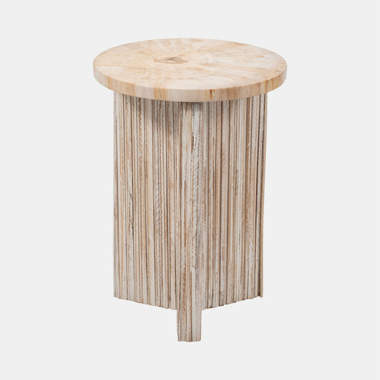 Sagebrook Home: Petrified Wood And Teak 20" Accent Table