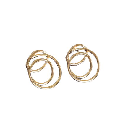 Statement Tangled Looped Wire Earrings - Gold & Silver Tone