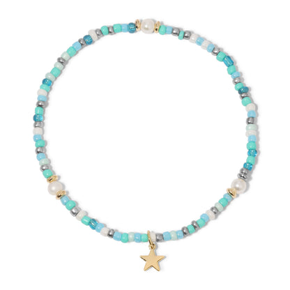 Ankle Bracelet - Turquoise Seed Bead and Pearls