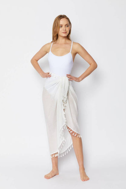 Long Wrap Cover Up with Tassel Detail