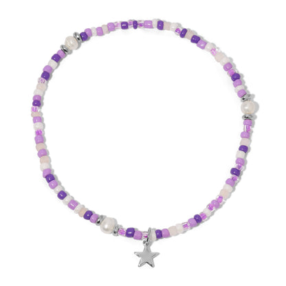 Ankle Bracelet - Orchid Seed Bead and Pearls