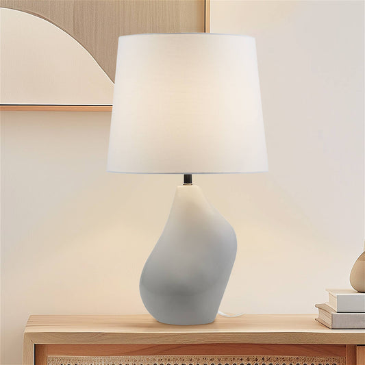 Asymmetrical Ombre Grey Ceramic Table Lamp, Grey SET OF 2