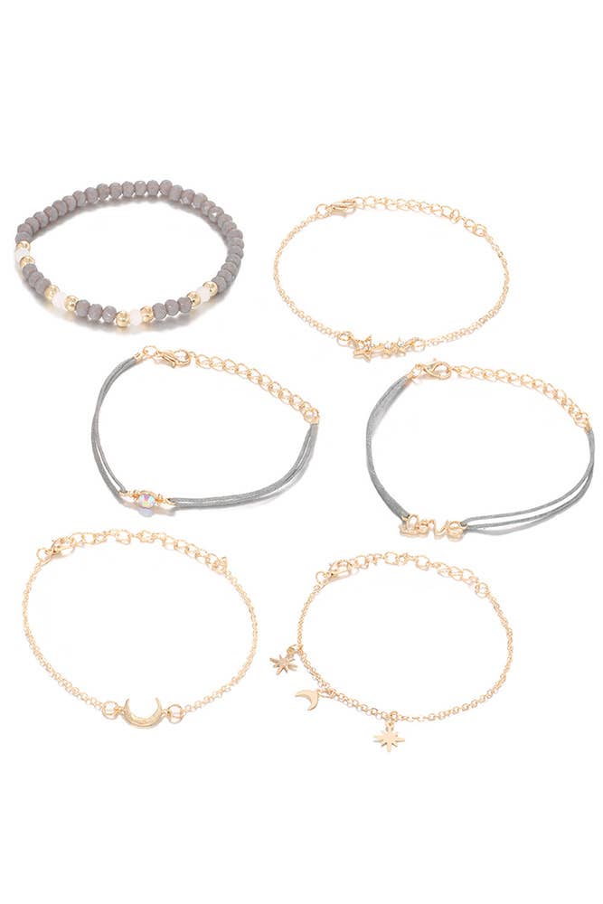 Star Moon Love 6pcs Bracelet Set MOQ 5pcs ZK1128