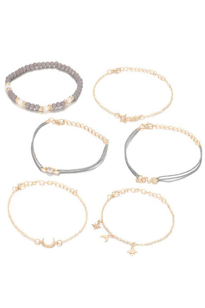 Star Moon Love 6pcs Bracelet Set MOQ 5pcs ZK1128
