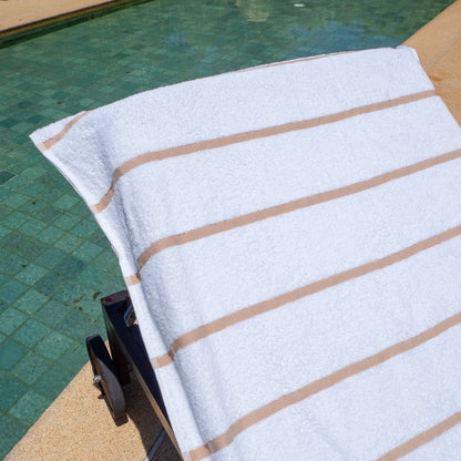 2 Pack of Chaise Lounge Chair Towels, 30 x 85, Fitted Pocket
