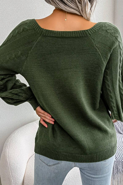 Cable Knit Button Detailed Pullover Sweater