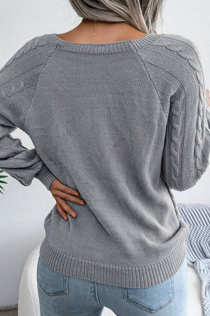 Cable Knit Button Detailed Pullover Sweater