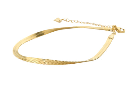 Gold Herringbone Anklet - Stainless Steel Snake Chain Anklet