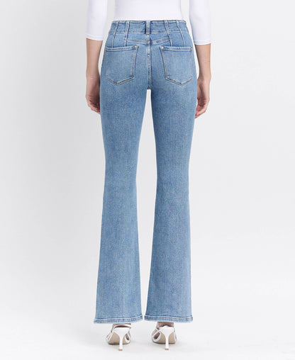 Flying Monkey High Rise Front Pocket with Dart Detail Flare Jeans