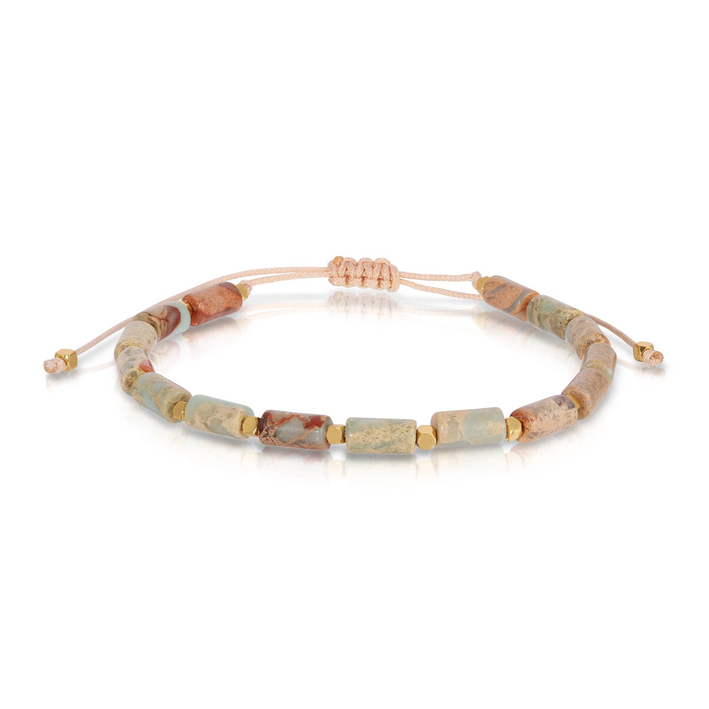 Gemstone bracelet - Natural Agalmatolite / adjustable cord