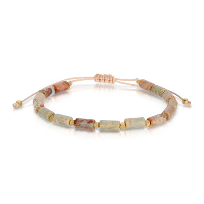 Gemstone bracelet - Natural Agalmatolite / adjustable cord