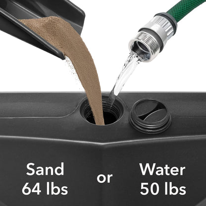 Casafield Patio Umbrella Base, 64lb Capacity, Fillable Heavy Duty Rolling Stand with Handle for Outdoor, Patio, Lawn, Deck, Poolside - Black
