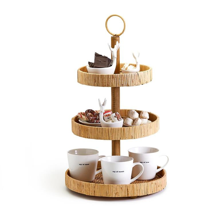 Adjustable 3 Tiered Hand-Crafted Rattan