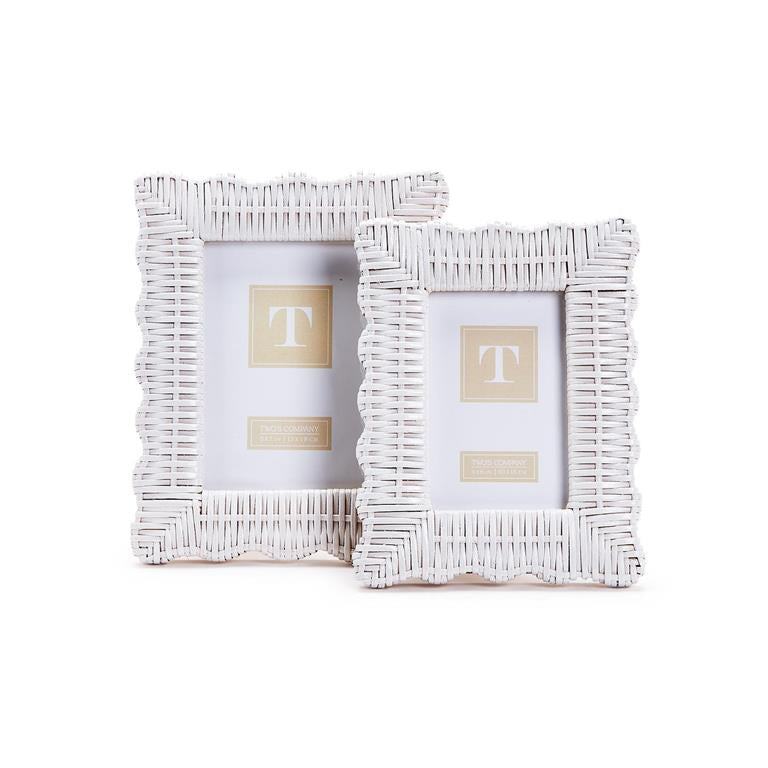 S/2 White Wicker Weave
