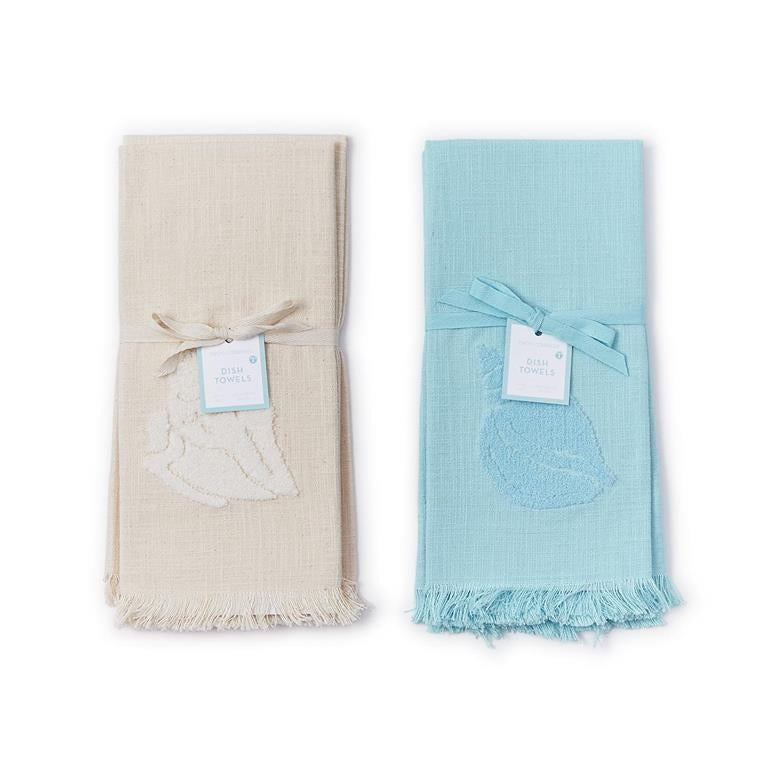 S/2 Sea Shell Dish Towel Asst 2 Colors