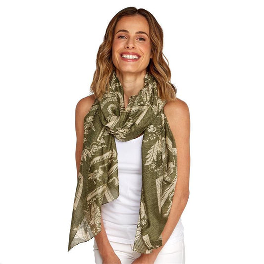 Vintage Damask Sage Scarf